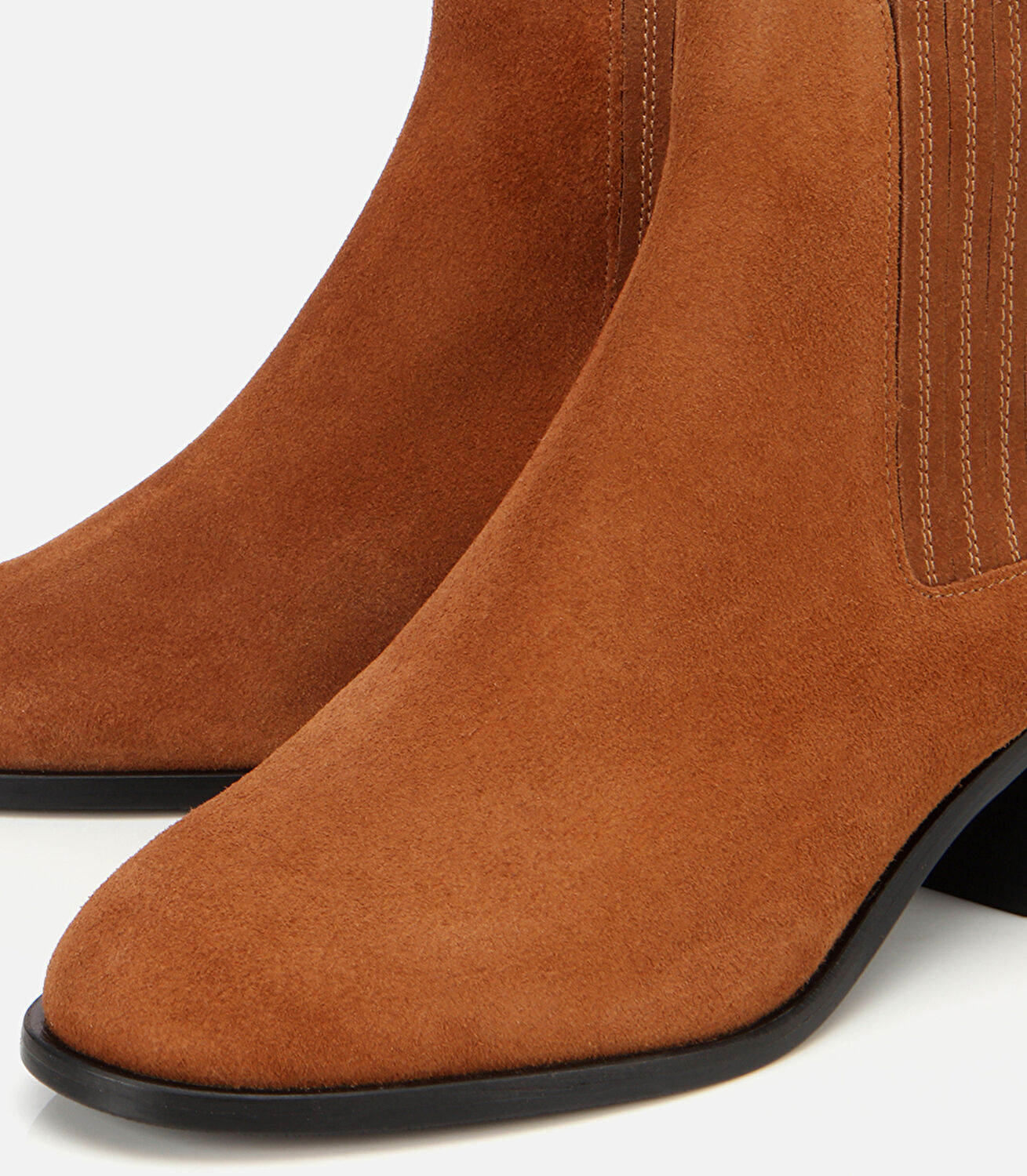 Kadın Süet Deri Taba Lastik Detaylı Bilekte Düz Bot