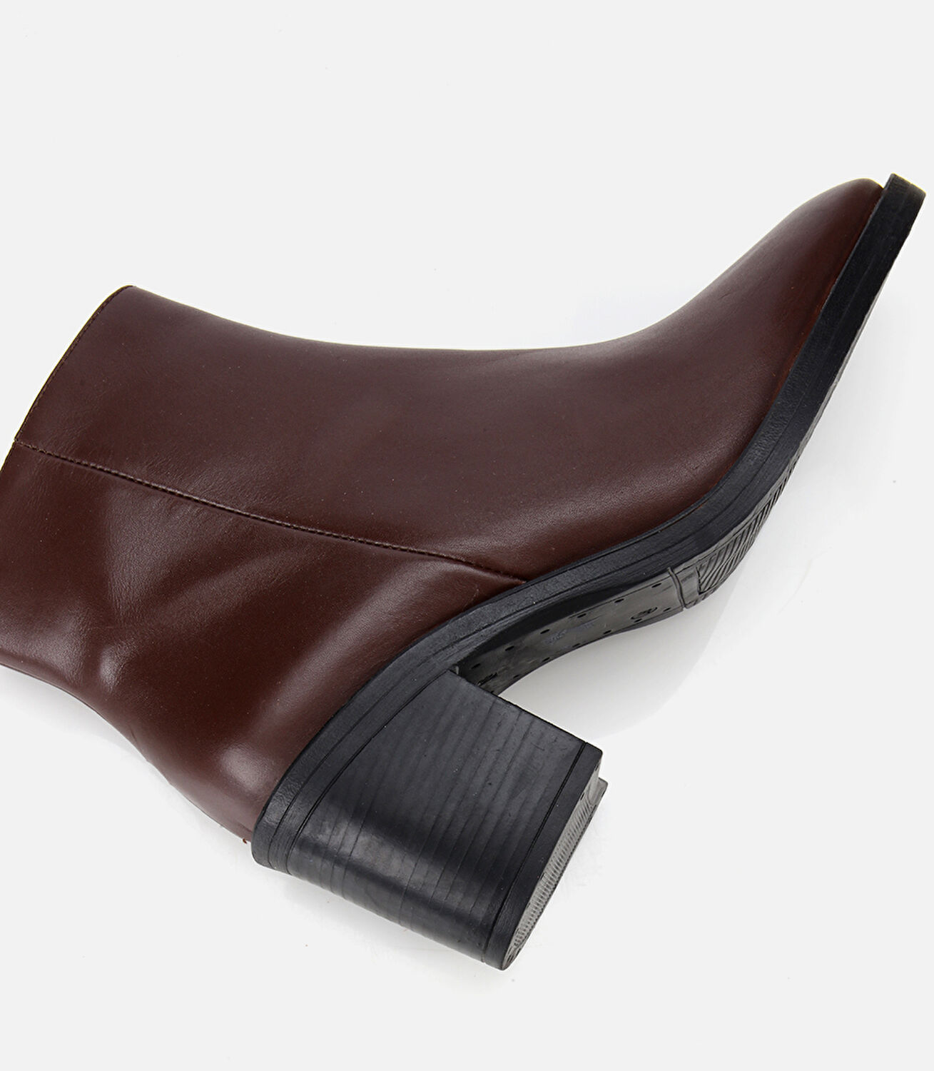 Kadın Deri Kahverengi Bilekte Topuklu Bot