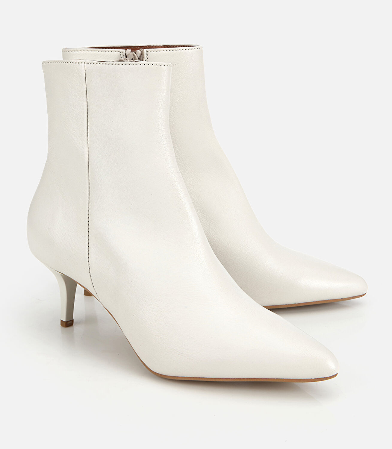 Kadın Deri Bej Yarım Topuklu Bot