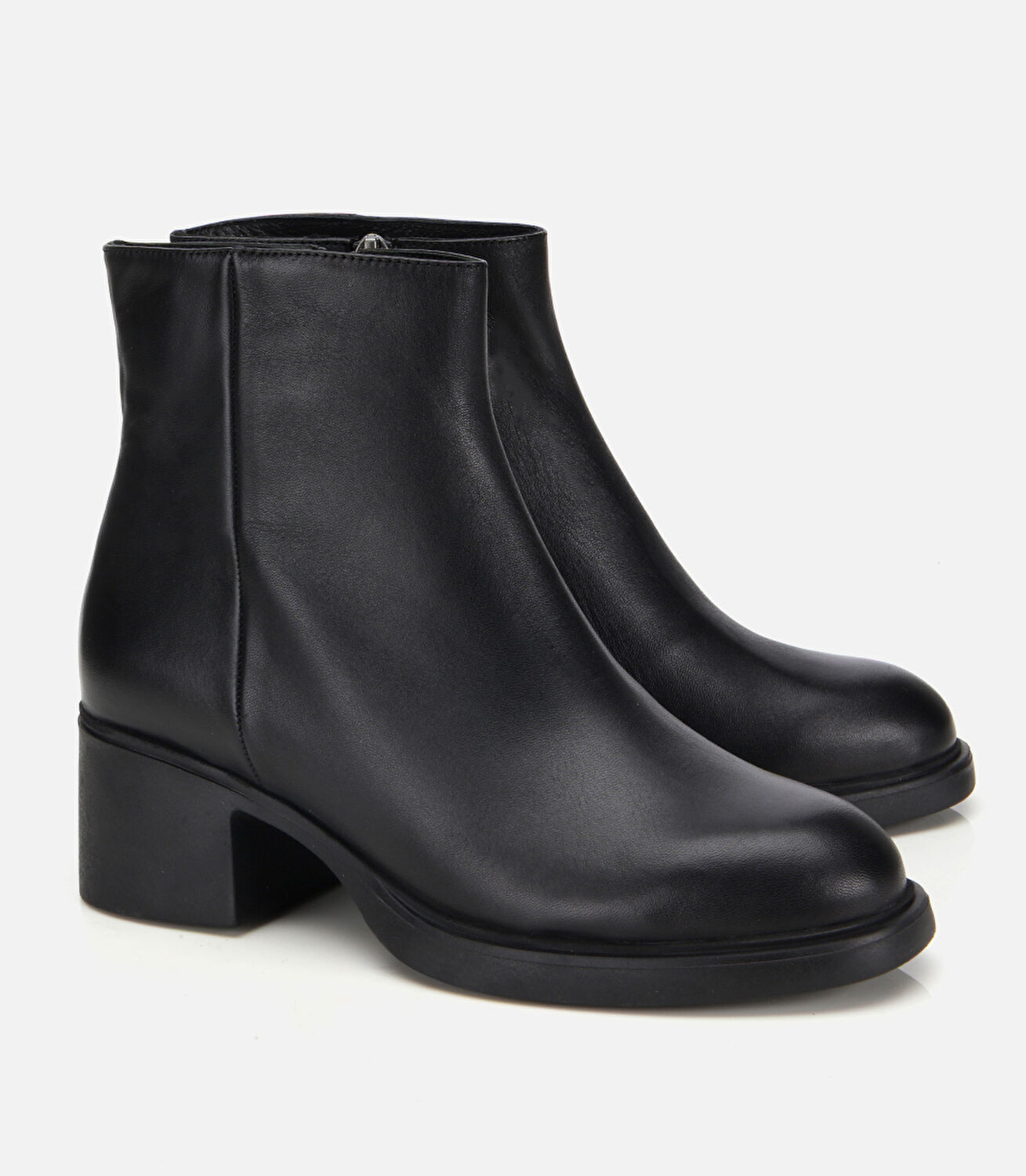 Kadın Deri Siyah Yumuşak Dokulu Bilekte Düz Bot