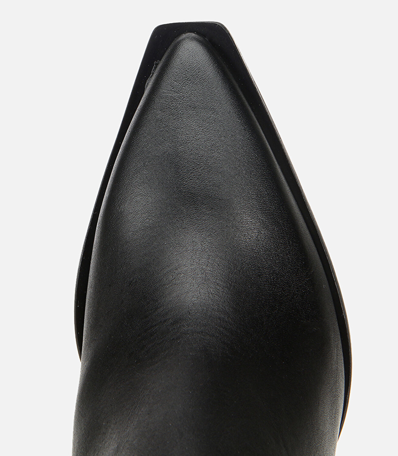 Kadın Deri Siyah Lastik Detaylı Sivri Burunlu Topuklu Bot