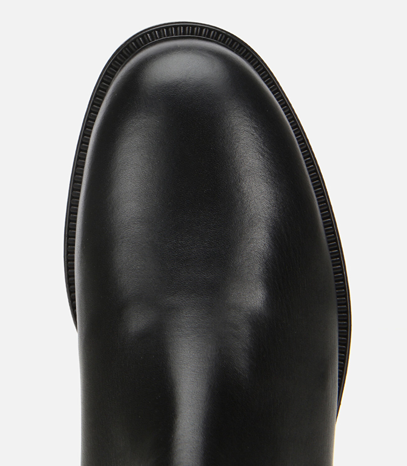 Kadın Deri Siyah Lastik Detaylı Düz Bot