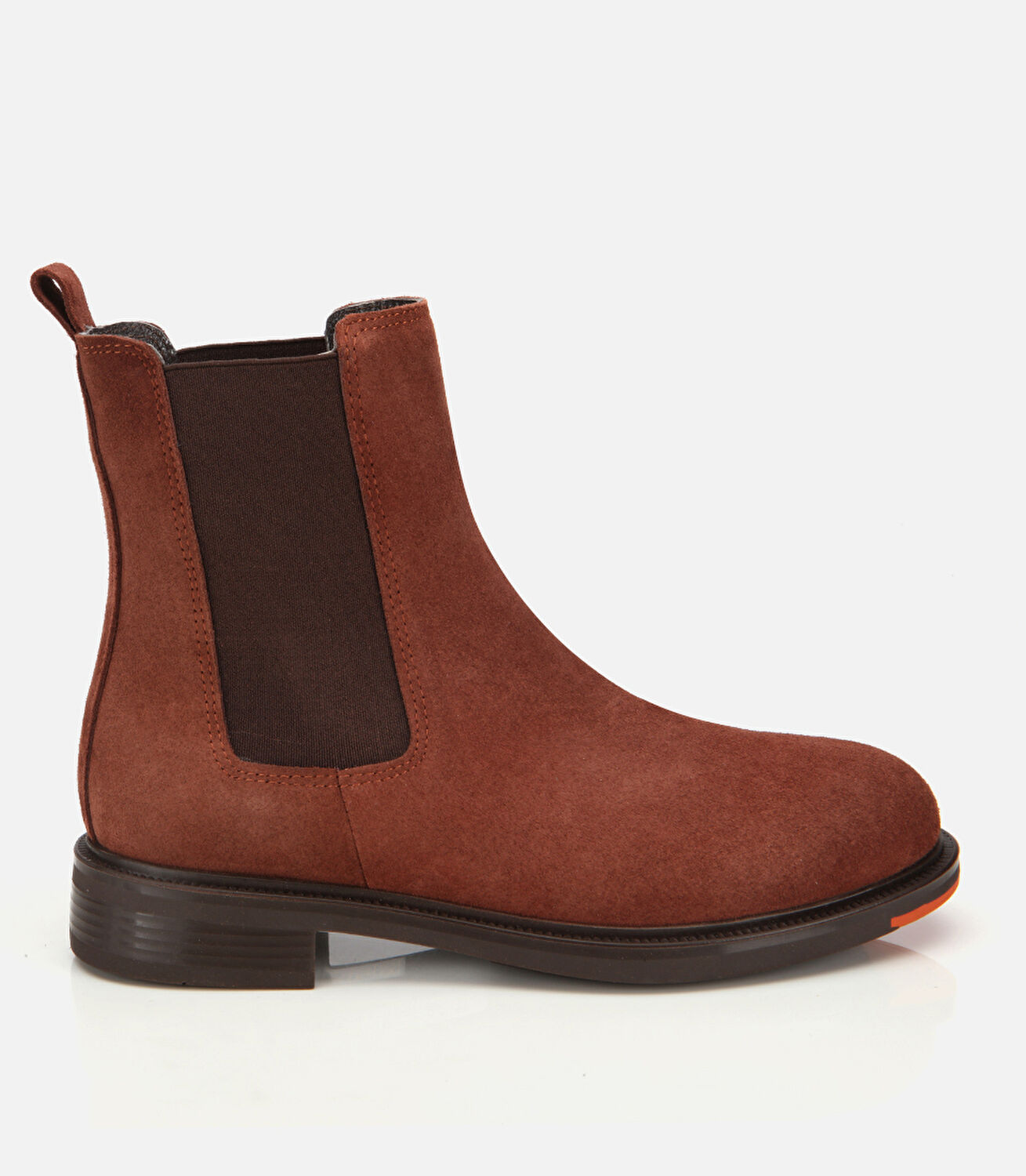 Kadın Süet Deri Taba Lastik Detaylı Düz Bot