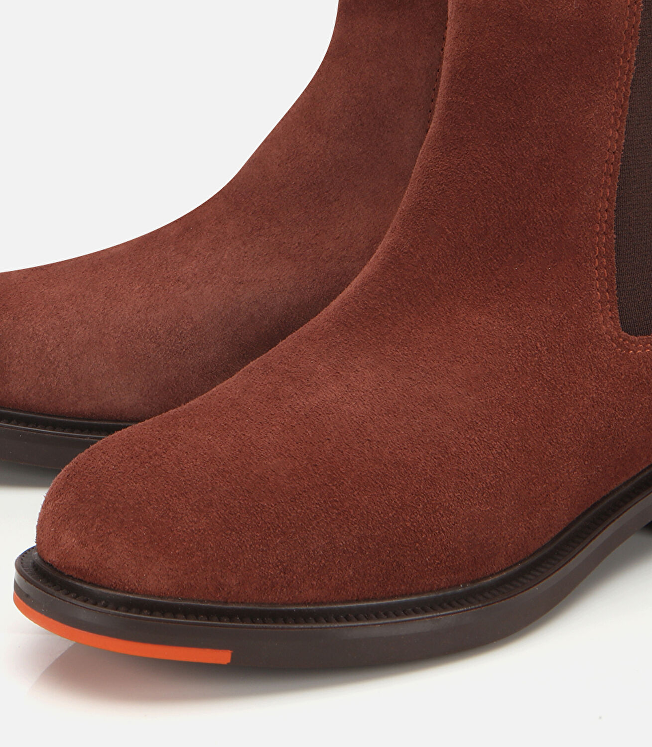 Kadın Süet Deri Taba Lastik Detaylı Düz Bot