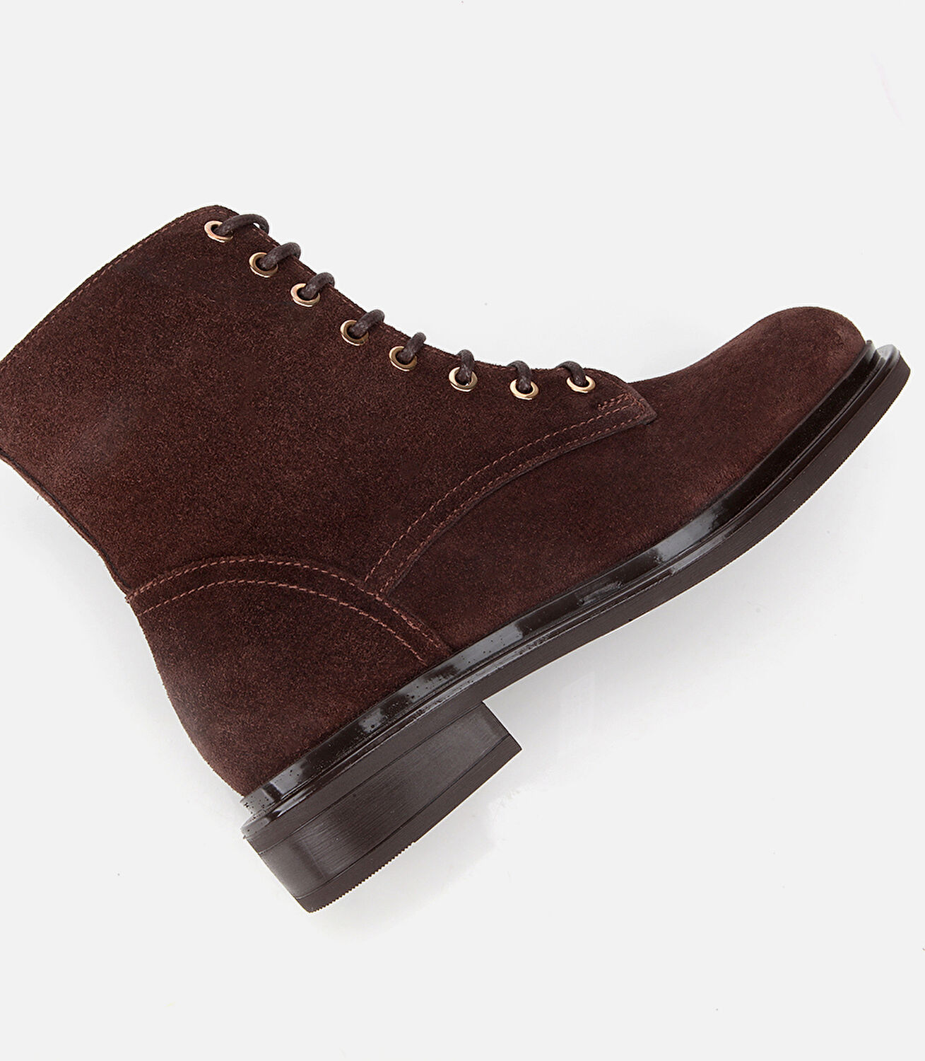 Kadın Süet Deri Kahverengi Bağcık Detaylı Fermuarlı Düz Bot