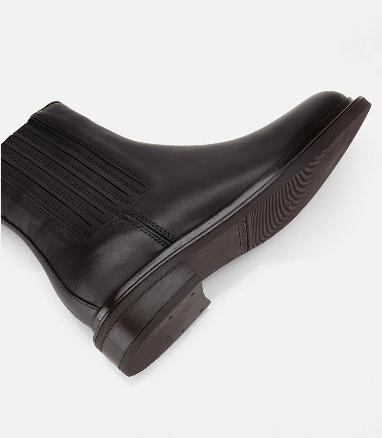 Kadın Deri Kahverengi Lastik Detaylı Bilekte Düz Bot