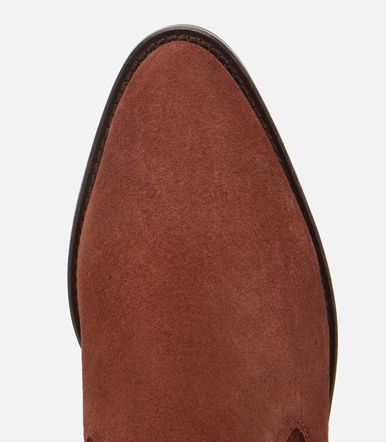 Kadın Süet Deri Taba Sivri Burunlu Lastik Detaylı Topuklu Bot