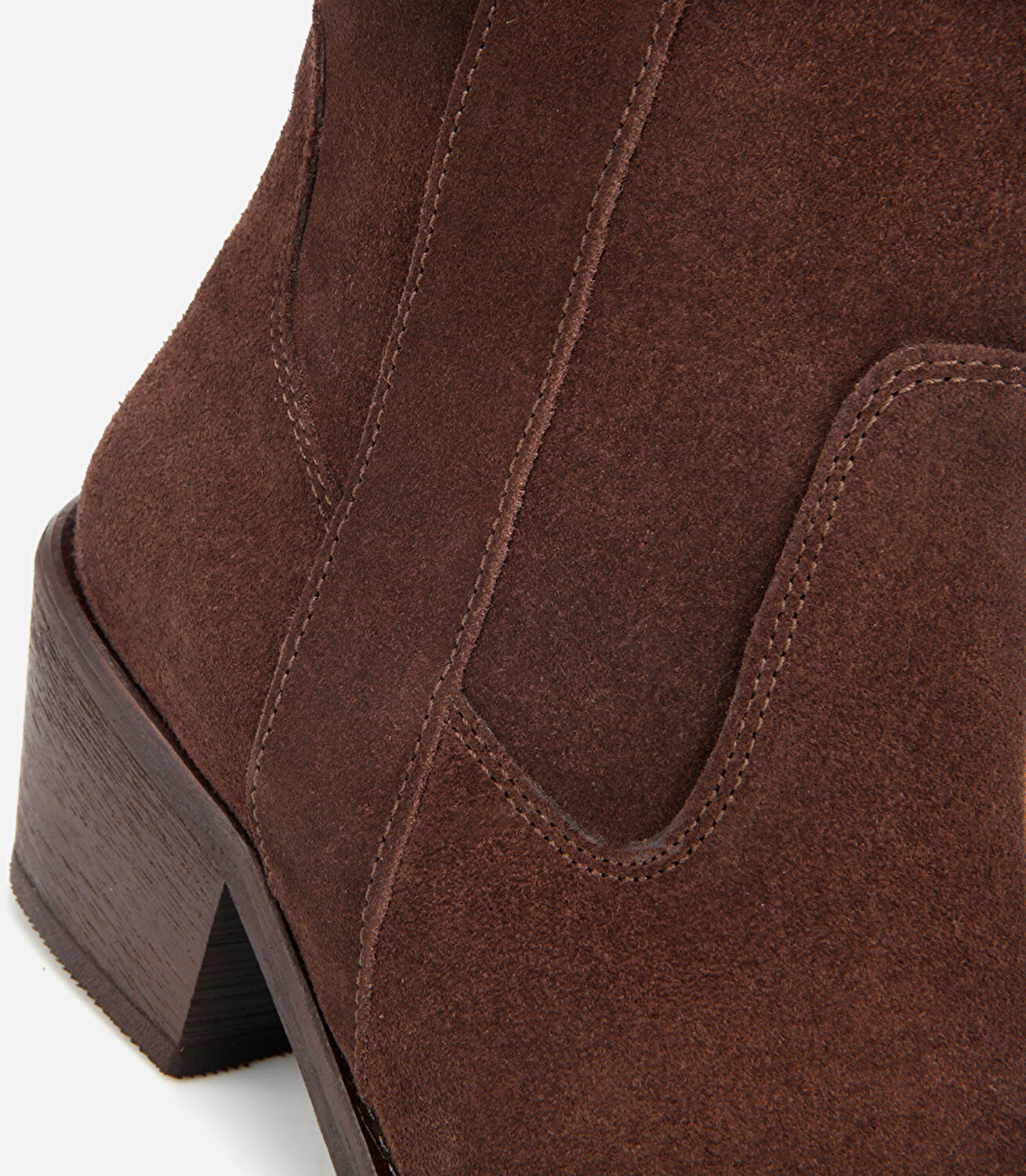 Kadın Süet Deri Kahverengi Western Kovboy Topuklu Bot