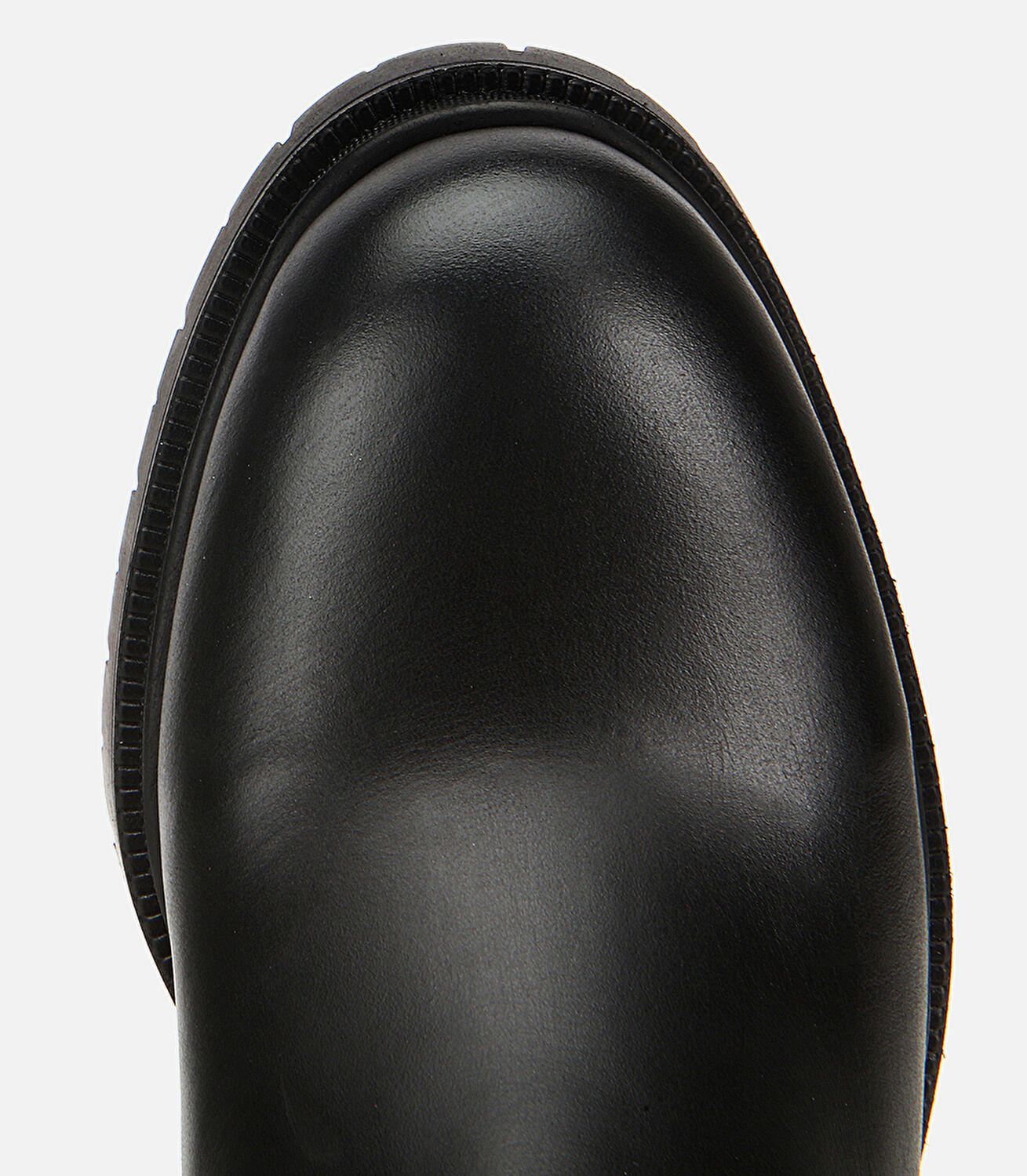 Kadın Deri Siyah Lastik Detaylı Kalın Topuklu Bot