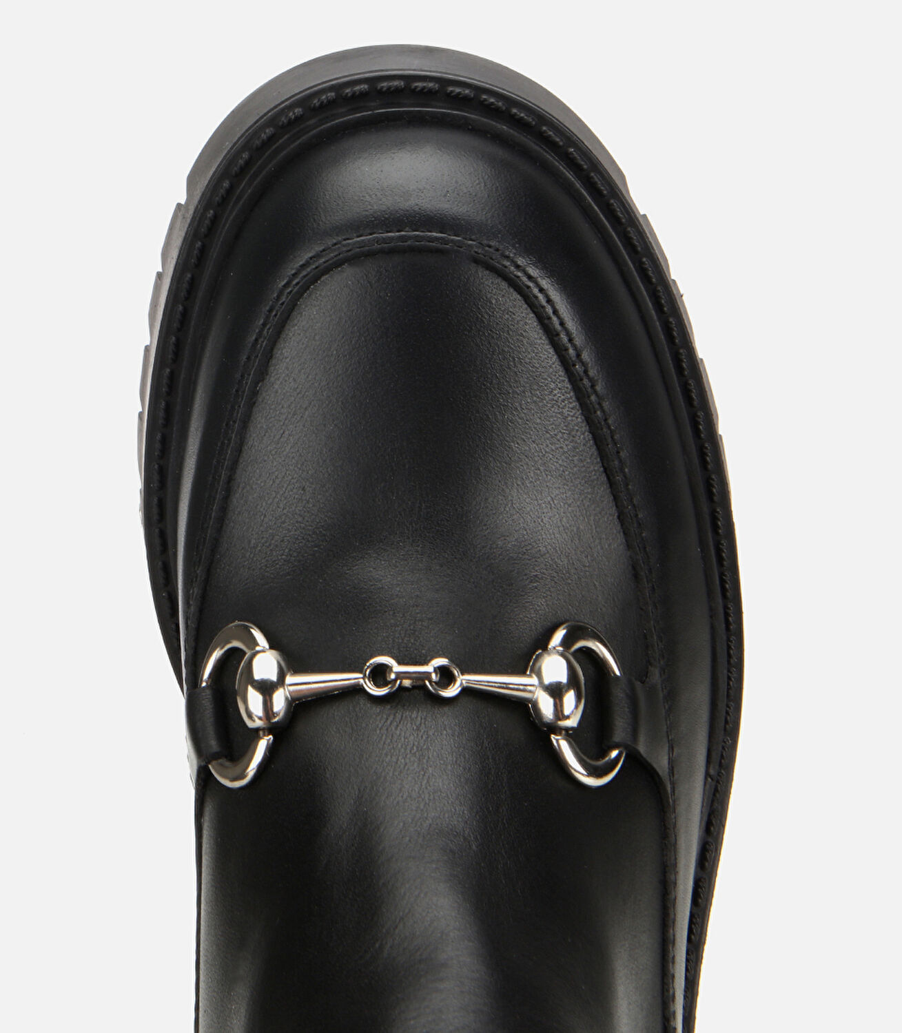 Kadın Deri Siyah Tokalı Lastik Detaylı Kalın Tabanlı Topuklu Bot