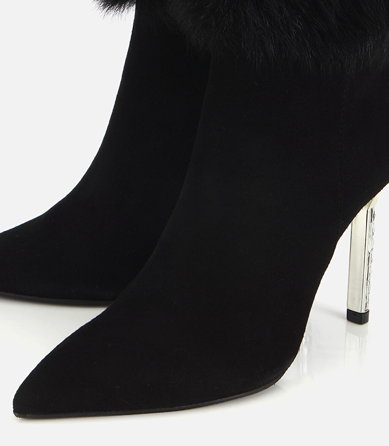Kadın Süet Deri Tüy Detaylı İnce Topuklu Bot