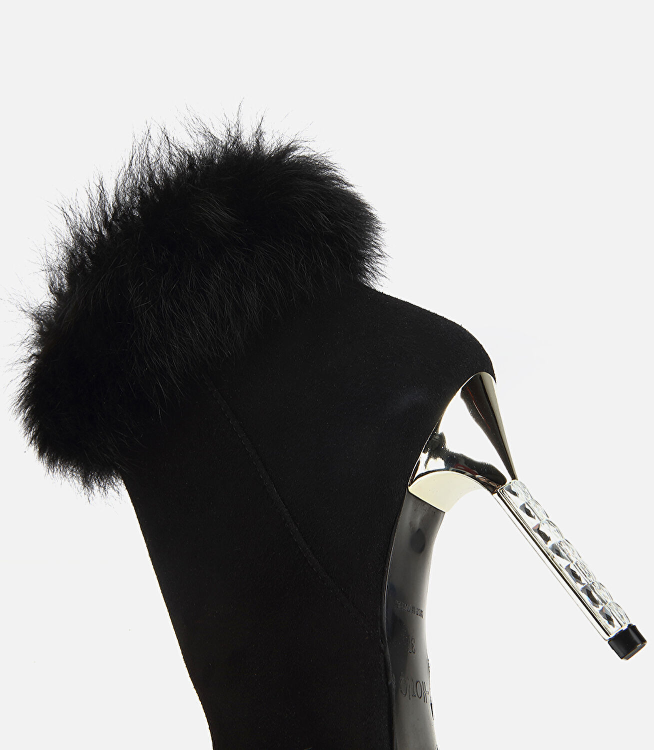 Kadın Süet Deri Tüy Detaylı İnce Topuklu Bot