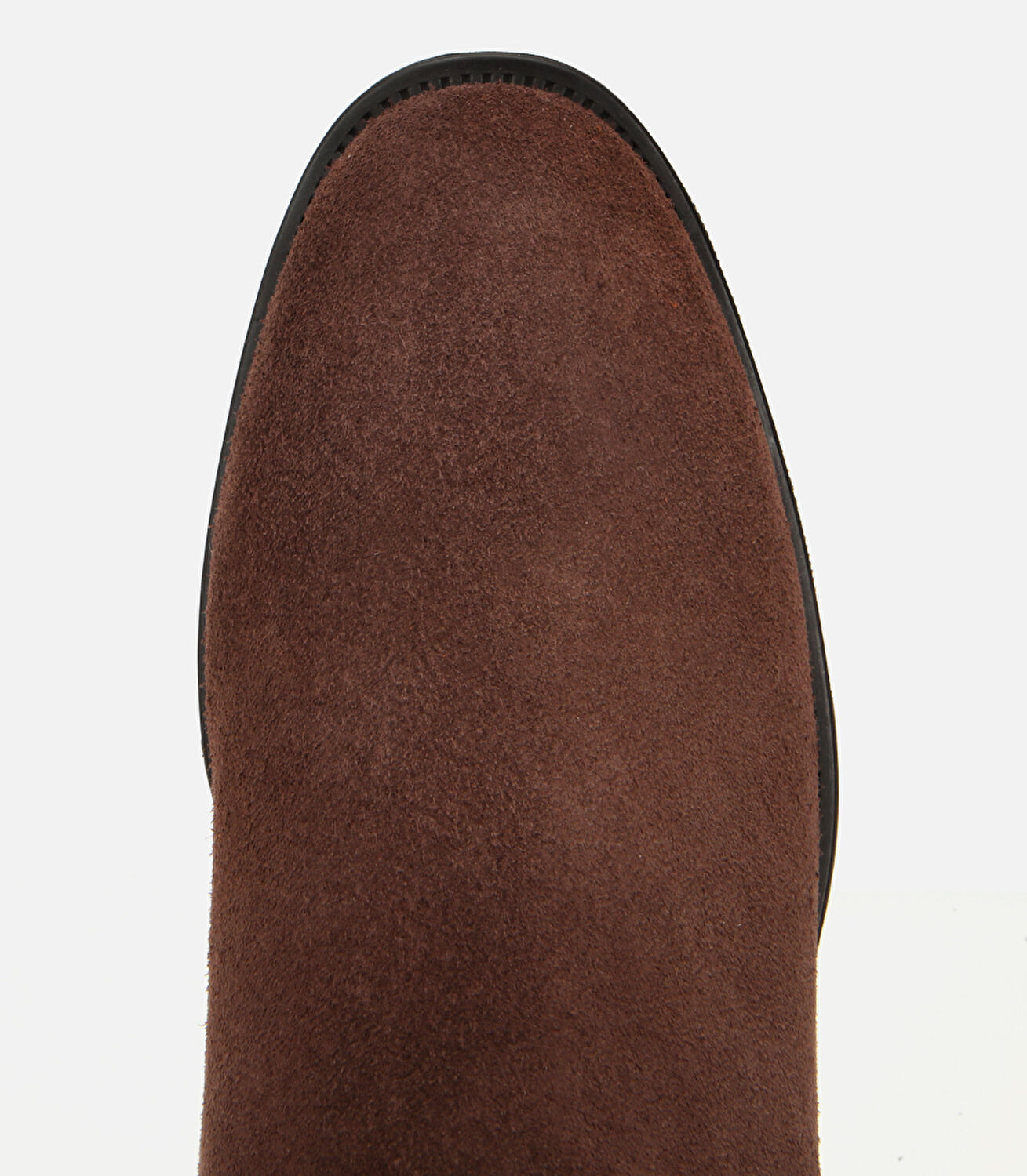 Kadın Süet Deri Kahverengi Lastik Detaylı Kemerli Bilekte Düz Bot 