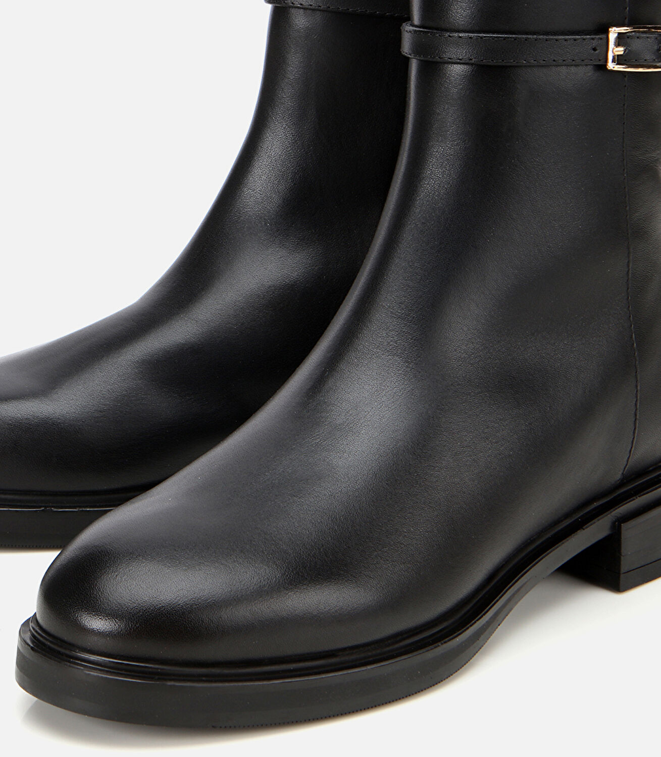 Kadın Deri Siyah Tokalı Düz Bot