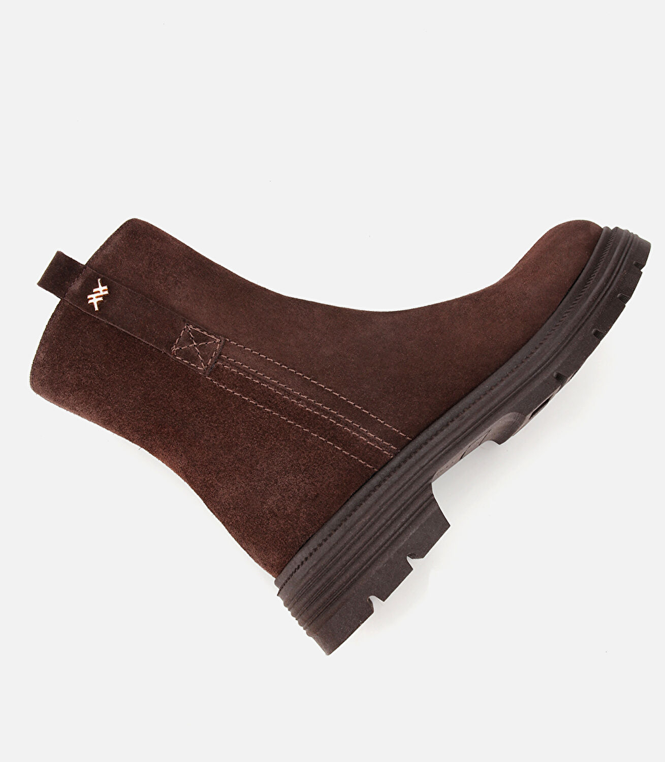 Kadın Süet Deri Kahverengi Kalın Tabanlı Bilekte Düz Bot