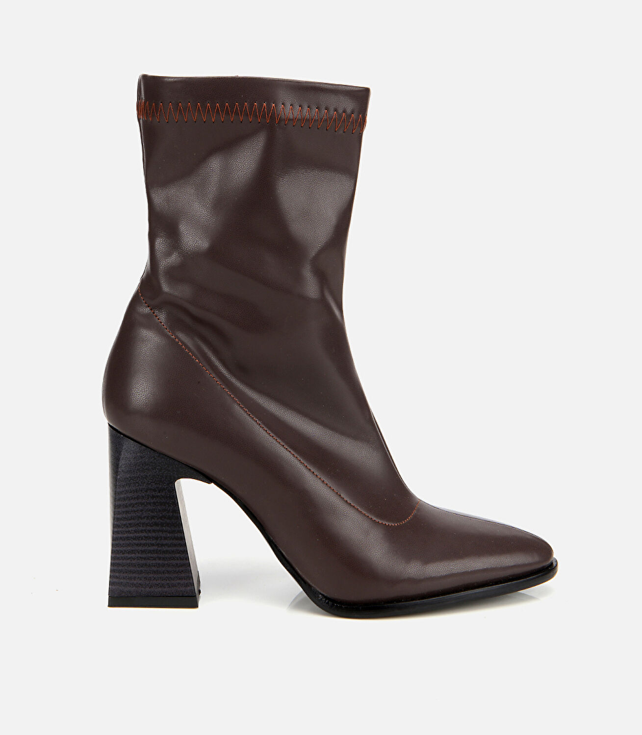 Kadın Kahverengi Streç Fermuarlı Topuklu Bot