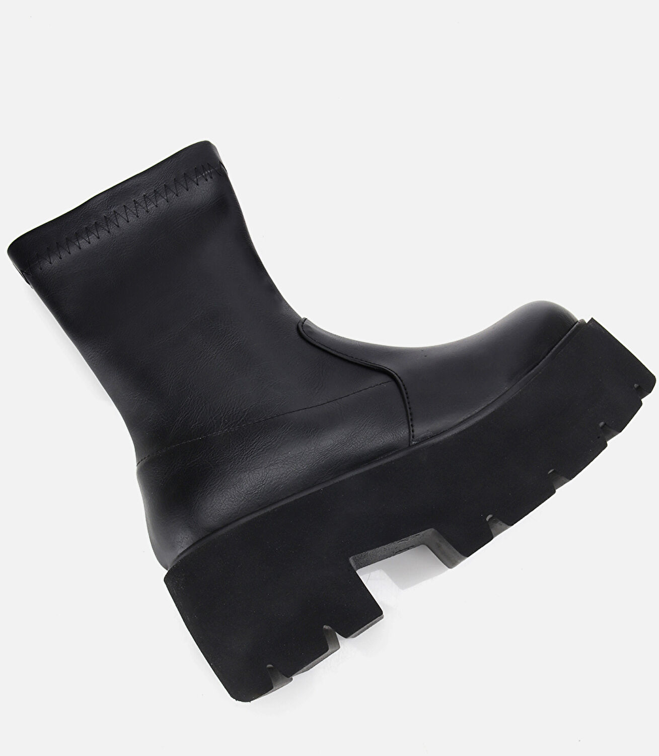 Kadın Siyah Streç Kalın Tabanlı Yüksek Topuklu Bot