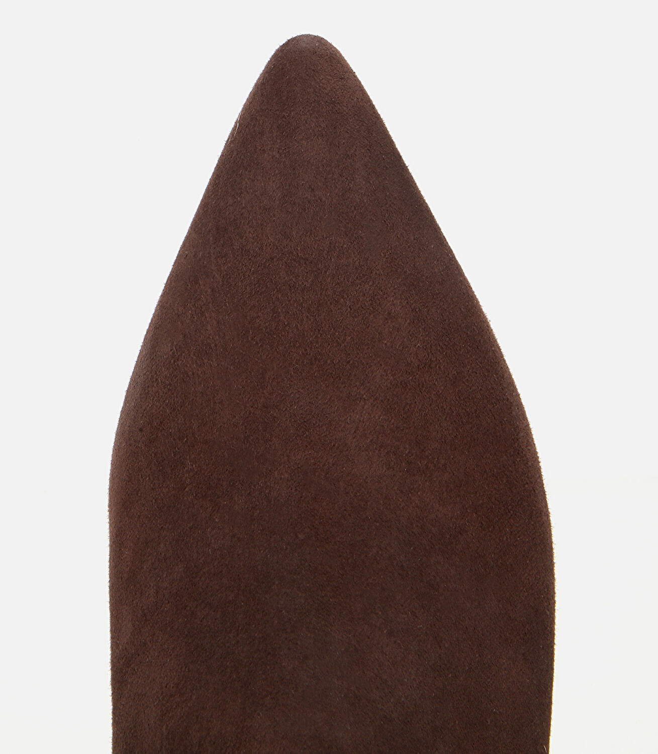 Kadın Süet Deri Kahverengi Lastik Detaylı Siviri Burunlu Topuklu Bot