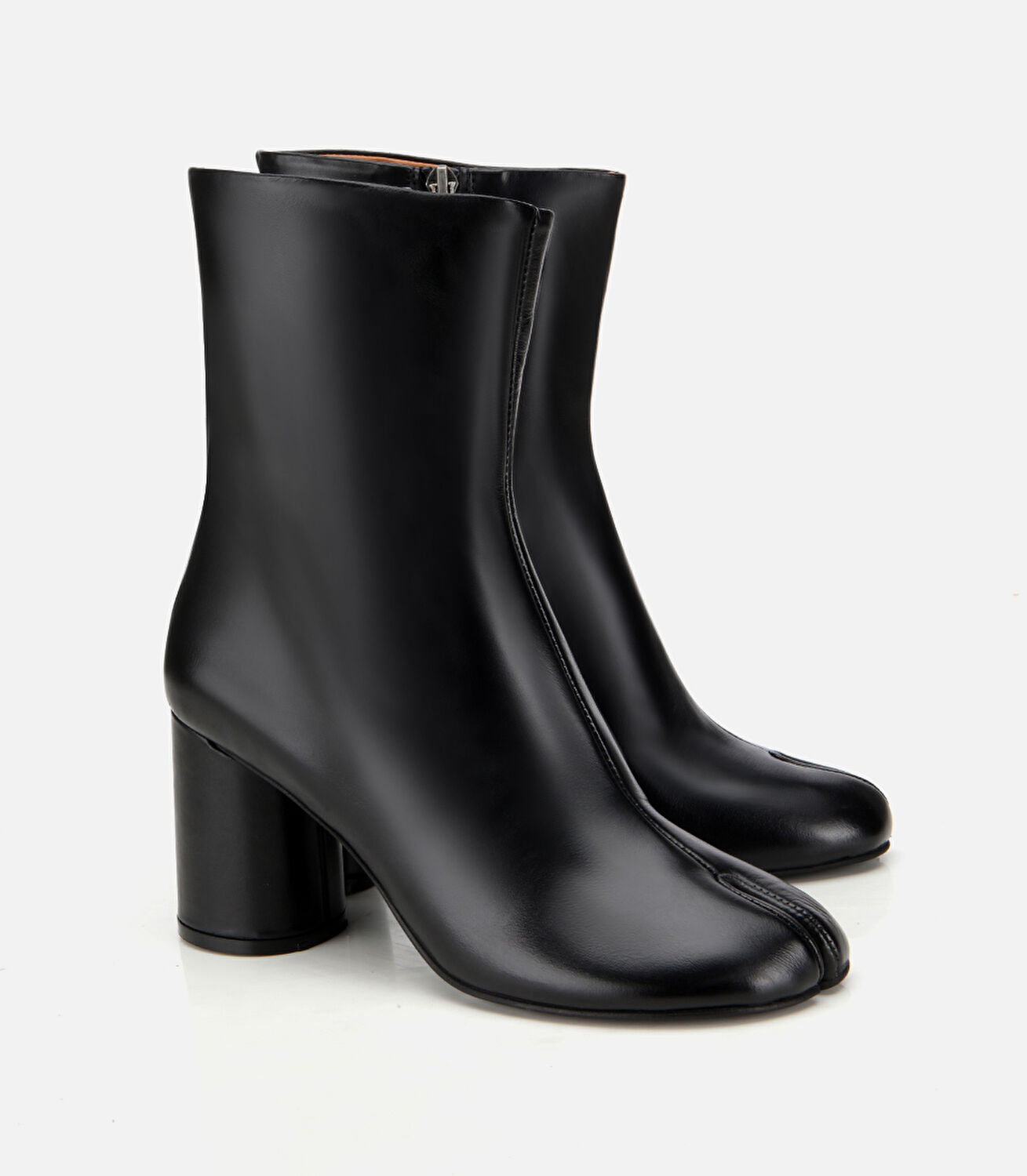 Kadın Deri Siyah Streç Blok Detaylı Topuklu Bot