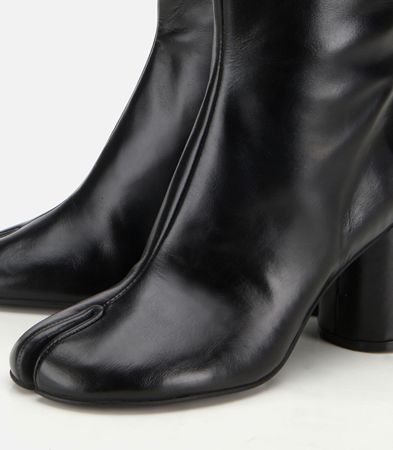 Kadın Deri Siyah Streç Blok Detaylı Topuklu Bot