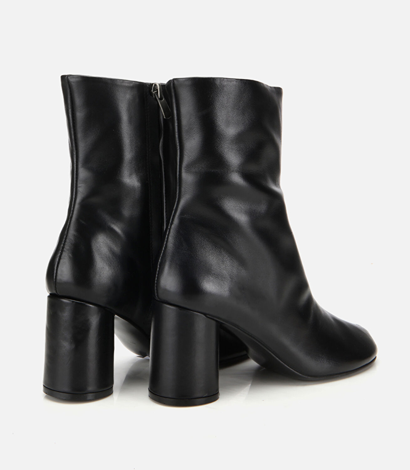 Kadın Deri Siyah Streç Blok Detaylı Topuklu Bot