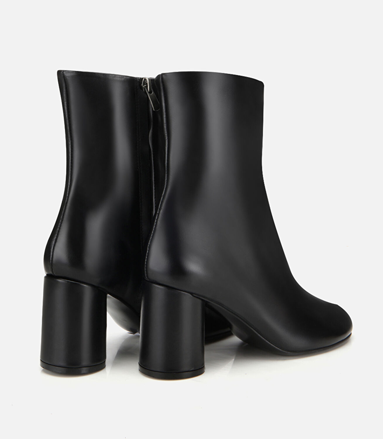 Kadın Deri Siyah Streç Blok Detaylı Topuklu Bot