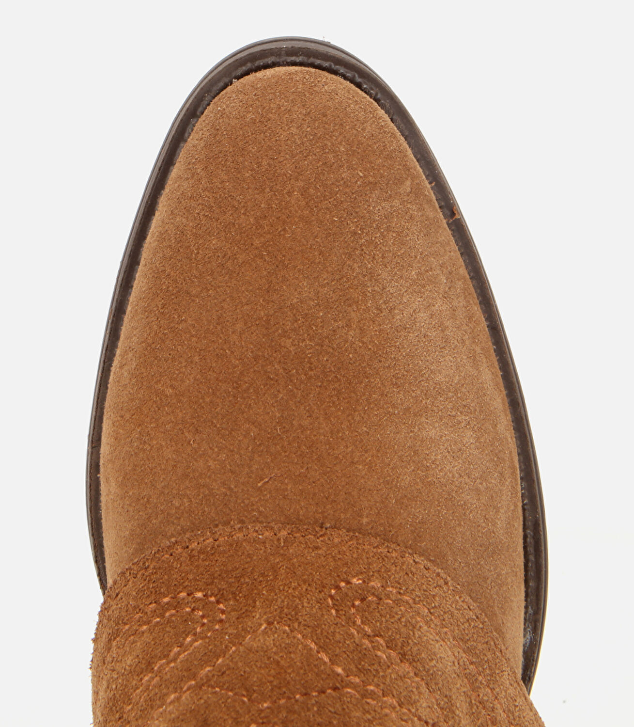 Kadın Süet Deri Taba Dikiş Detaylı Kovboy /Western Topuklu Bot