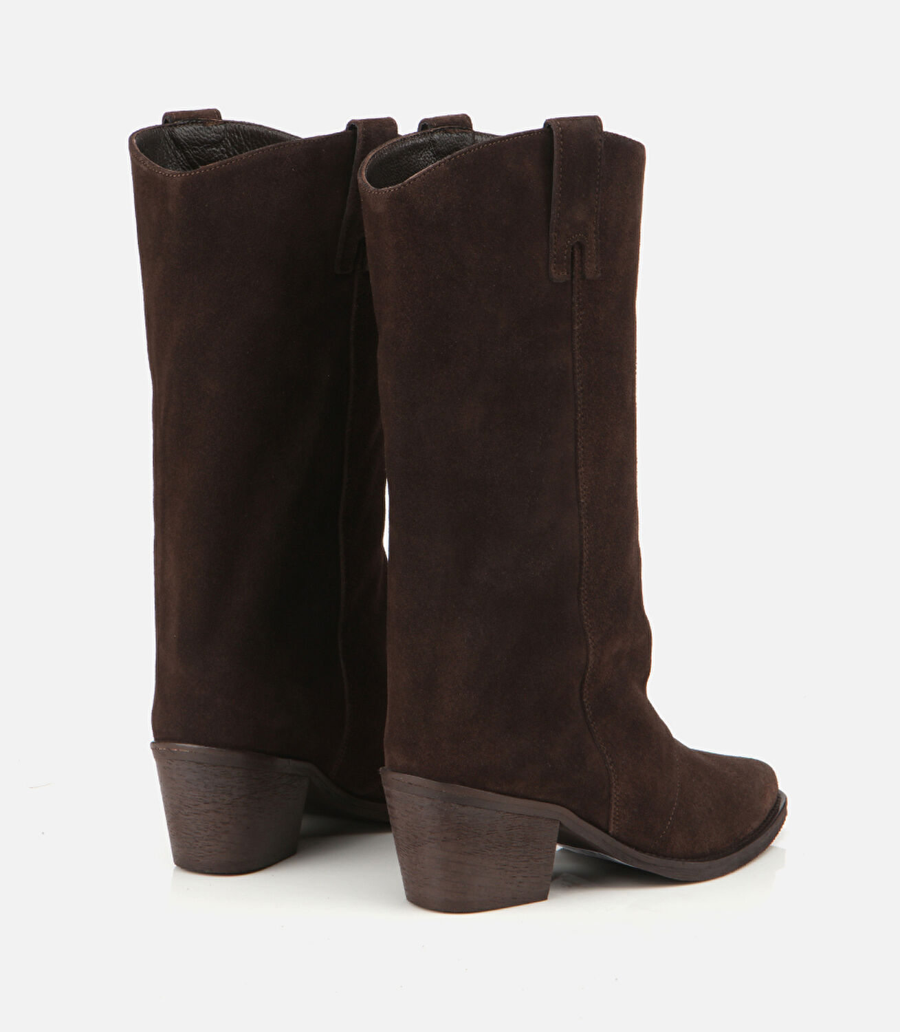 Kadın Süet Deri Kahverengi Kovboy Topuklu Bot