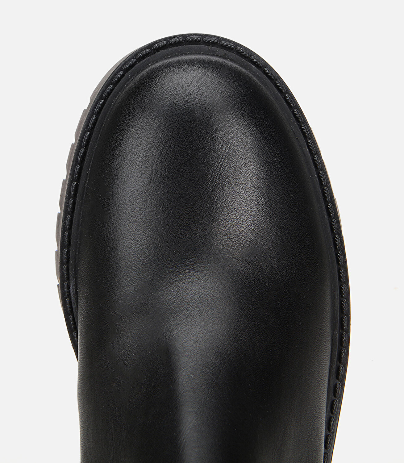 Kadın Deri Siyah Lastik Detaylı Kalın Tabanlı Topuklu Bot