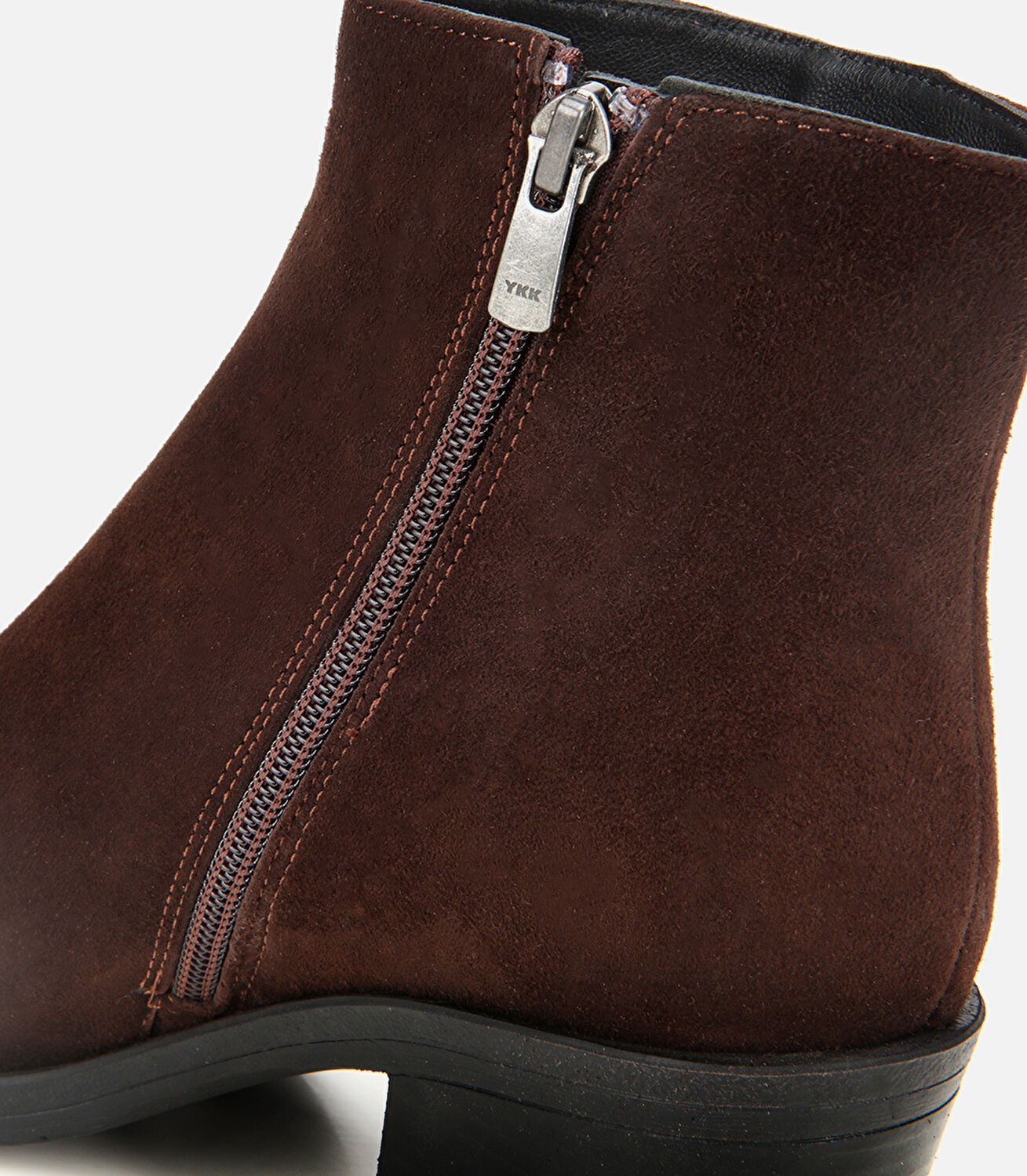 Kadın Süet Deri Kahverengi Fermuarlı Topuklu Bot