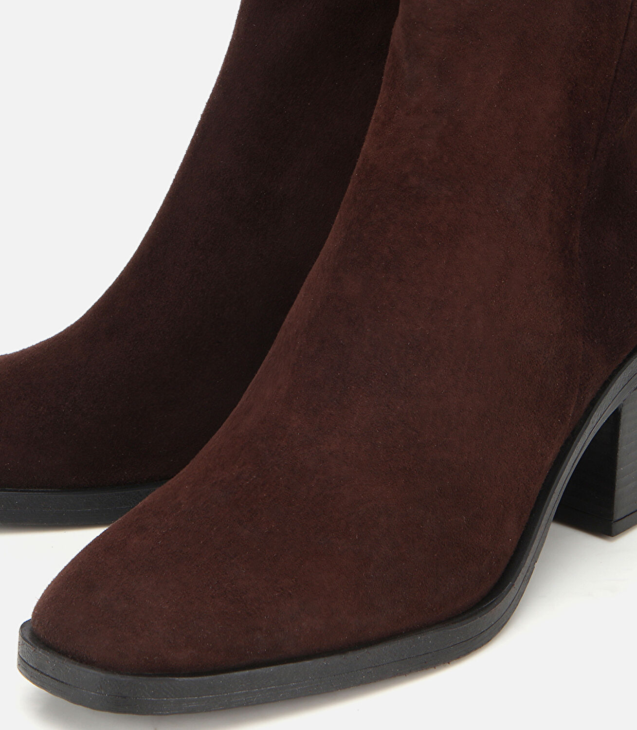 Kadın Süet Deri Kahverengi Fermuarlı Topuklu Bot