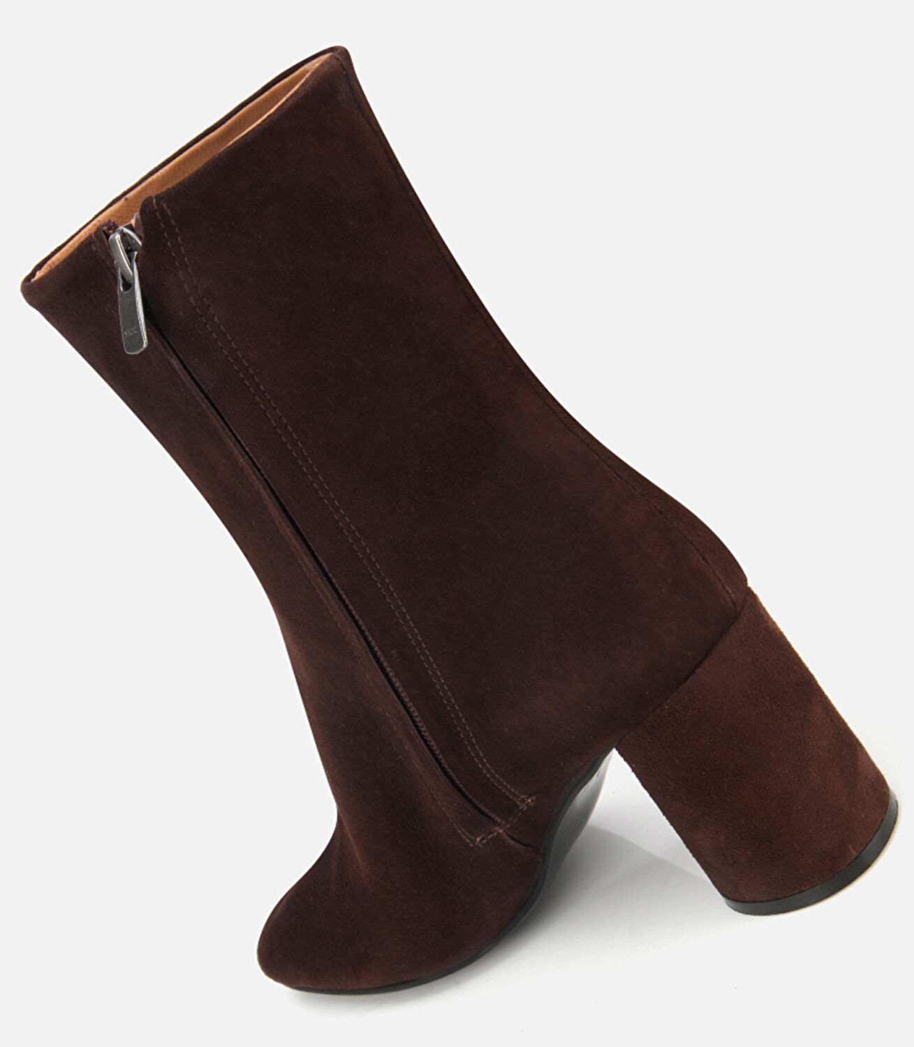 Kadın Süet Deri Kahverengi Burun Detaylı Topuklu Bot