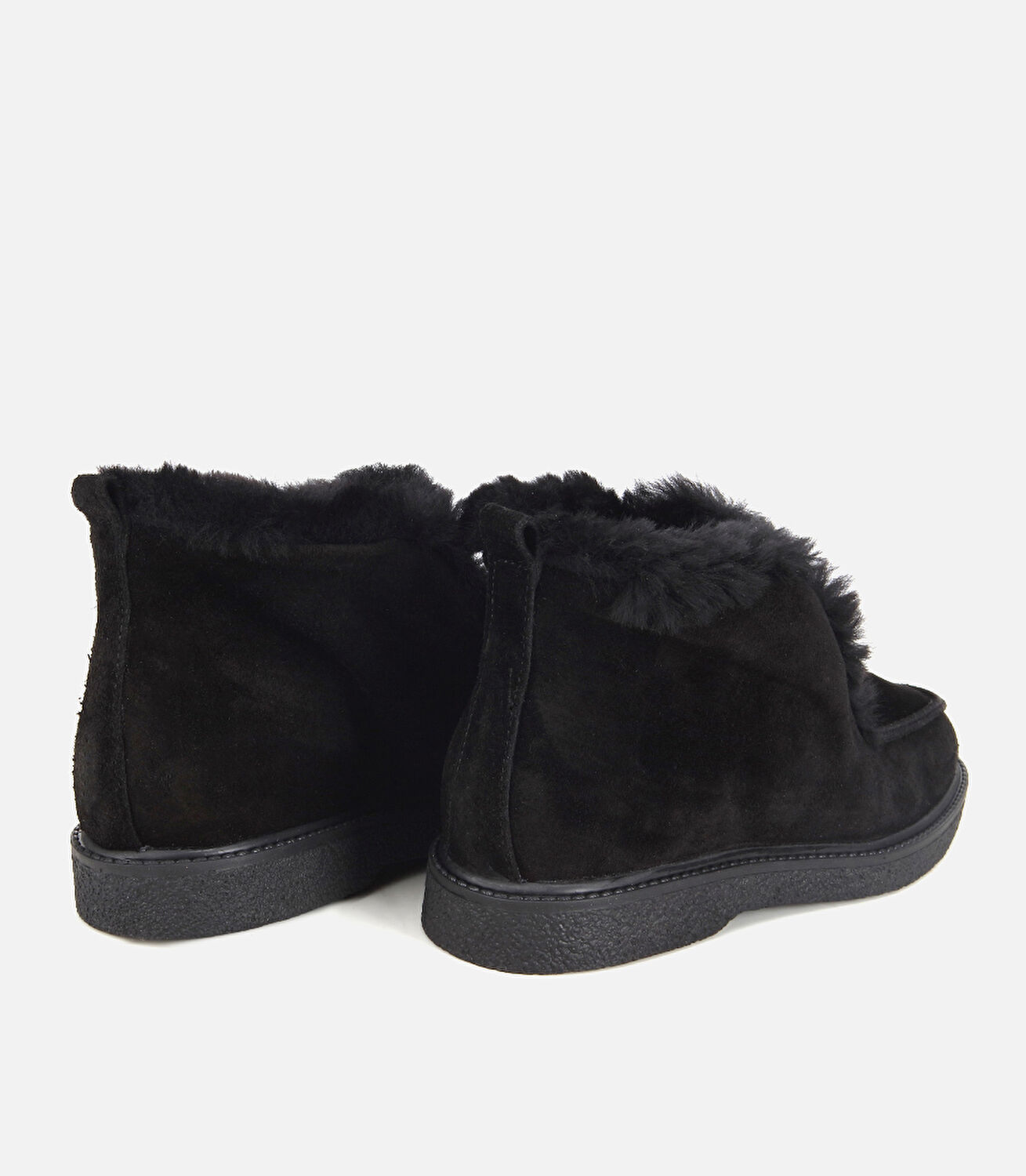 Kadın Süet Deri Siyah İçi Kürklü Düz Bot