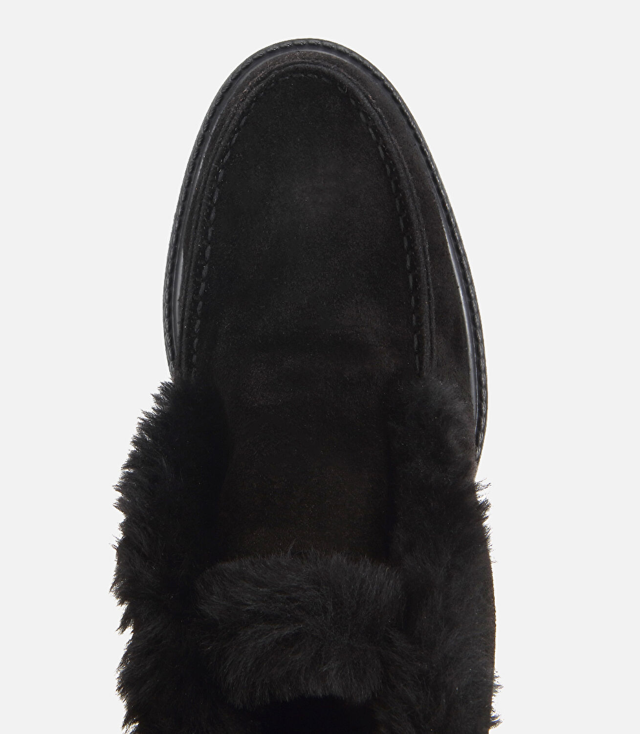 Kadın Süet Deri Siyah İçi Kürklü Düz Bot