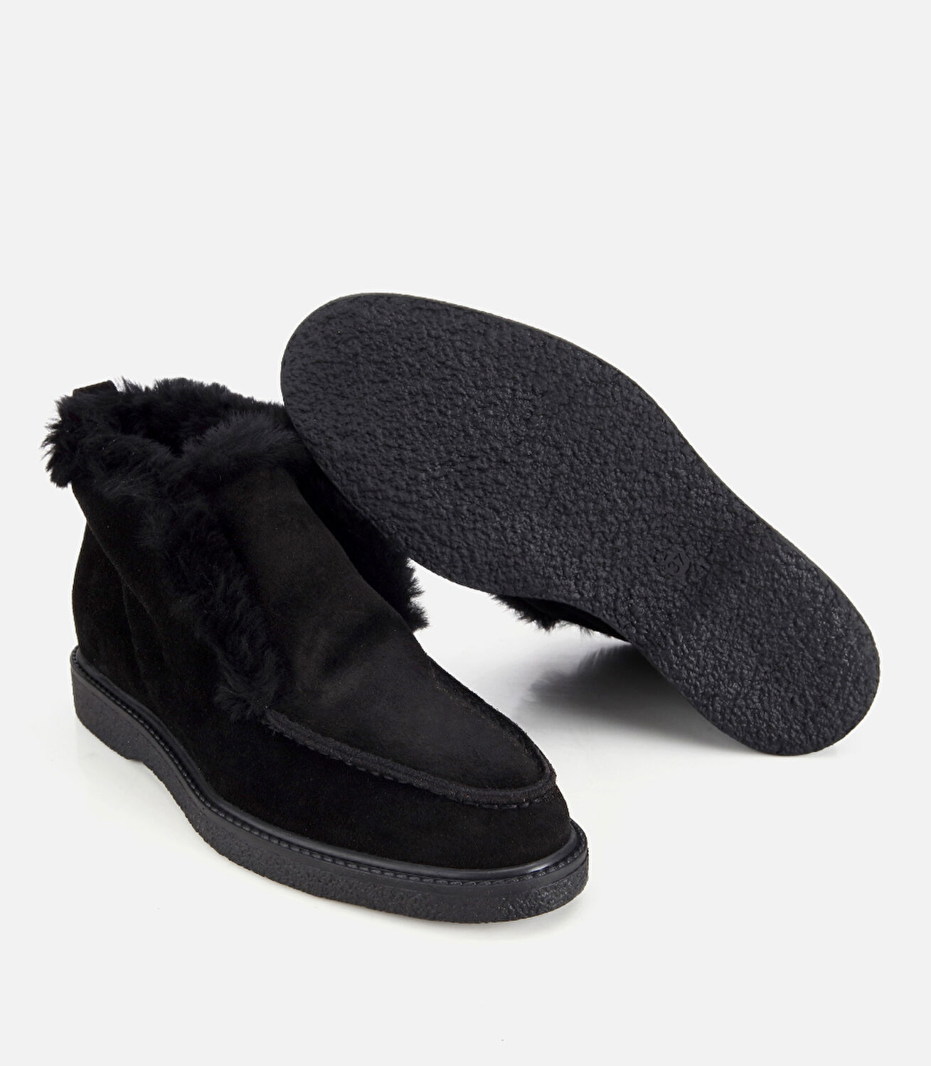 Kadın Süet Deri Siyah İçi Kürklü Düz Bot