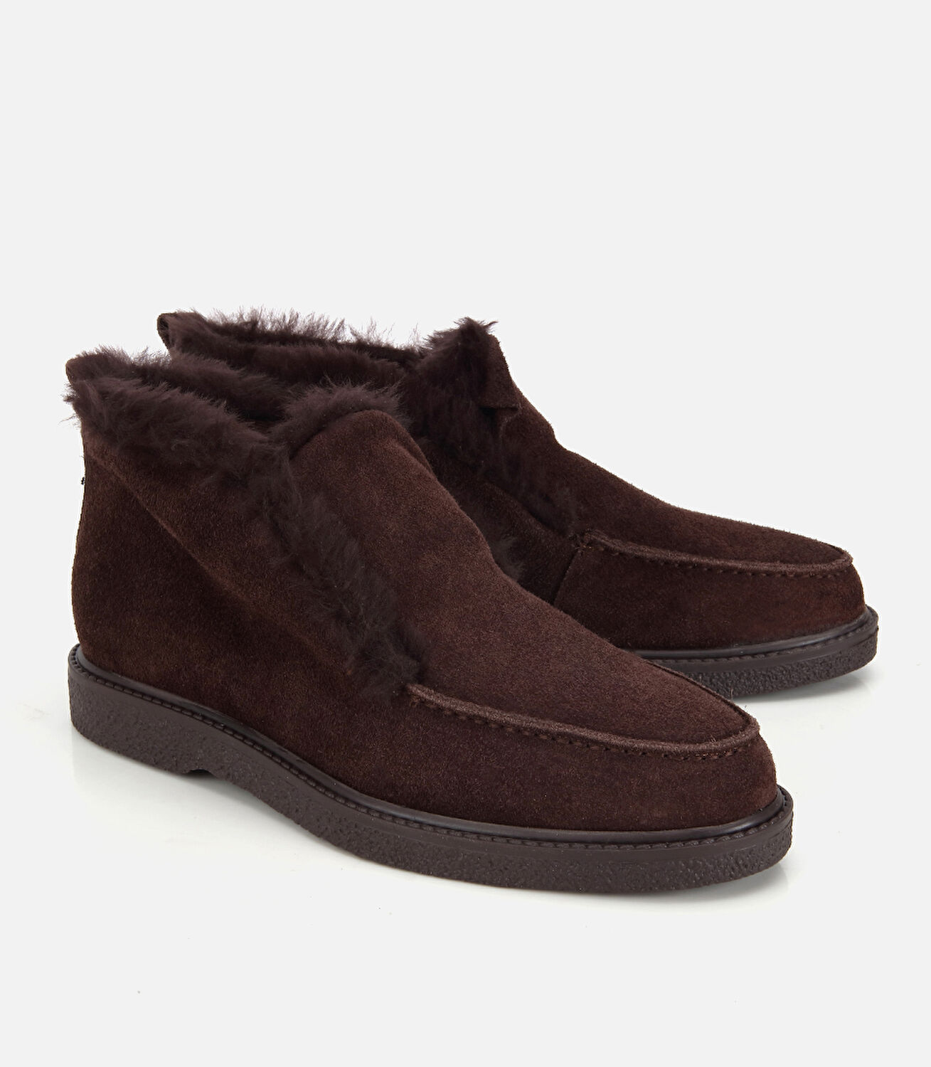 Kadın Süet Deri Kahverengi İçi Kürklü Düz Bot