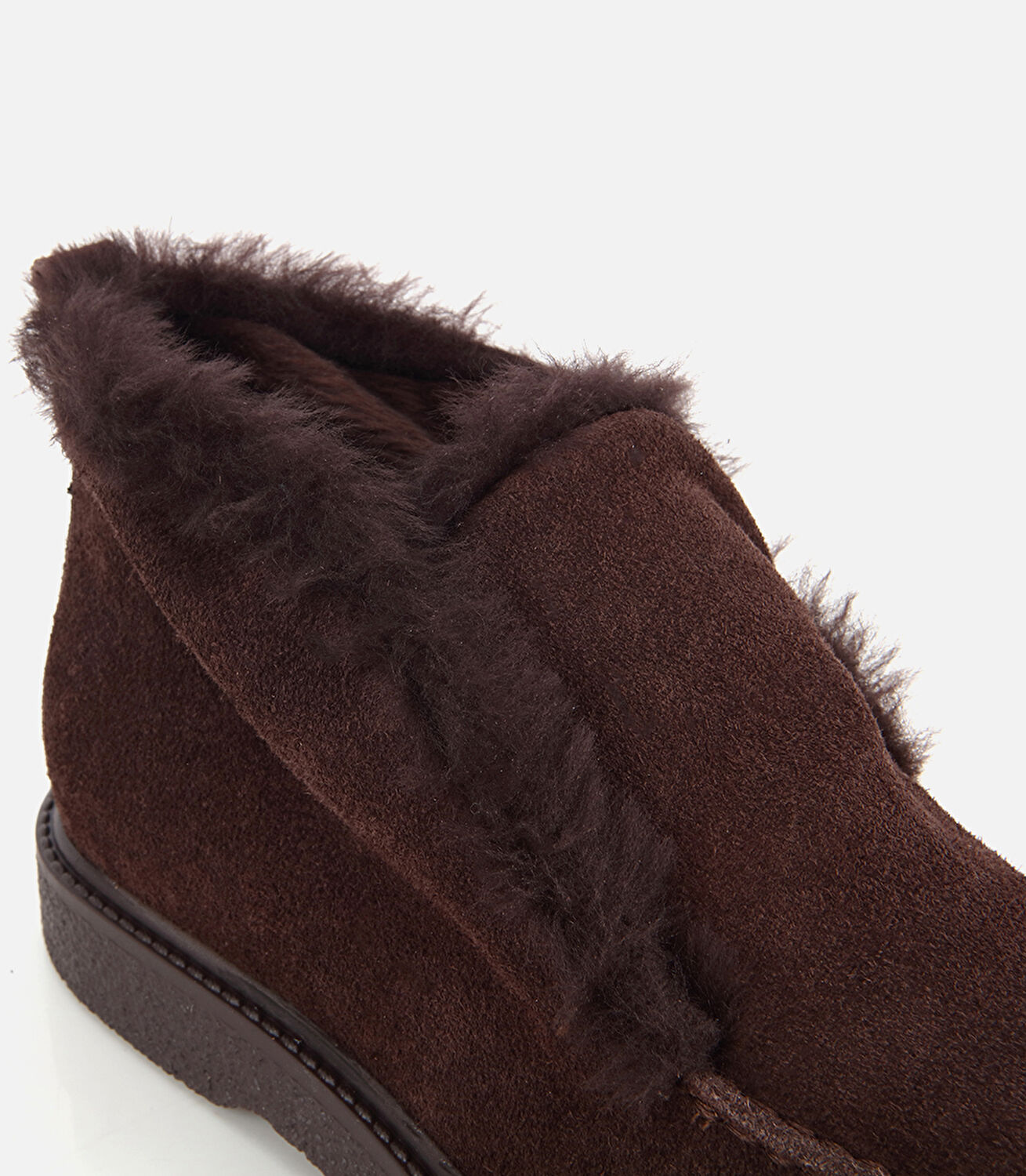 Kadın Süet Deri Kahverengi İçi Kürklü Düz Bot