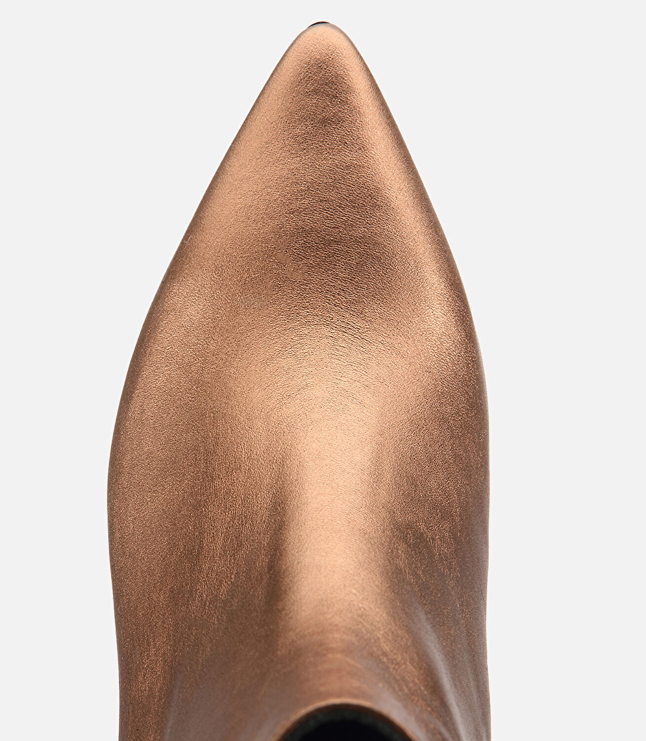 Kadın Deri Bronz Sivri Burunlu Bilekte Topuklu Bot