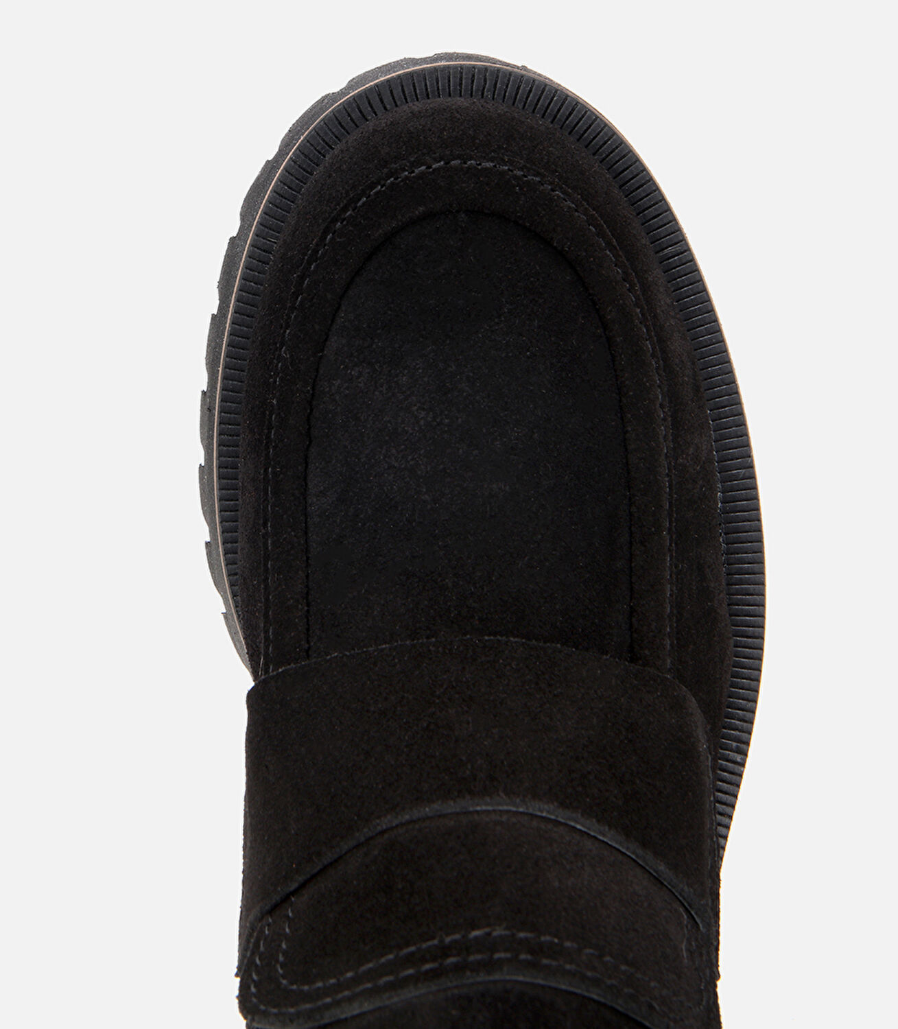 Kadın Süet Deri Siyah Lastik Detaylı Bantlı Düz Bot