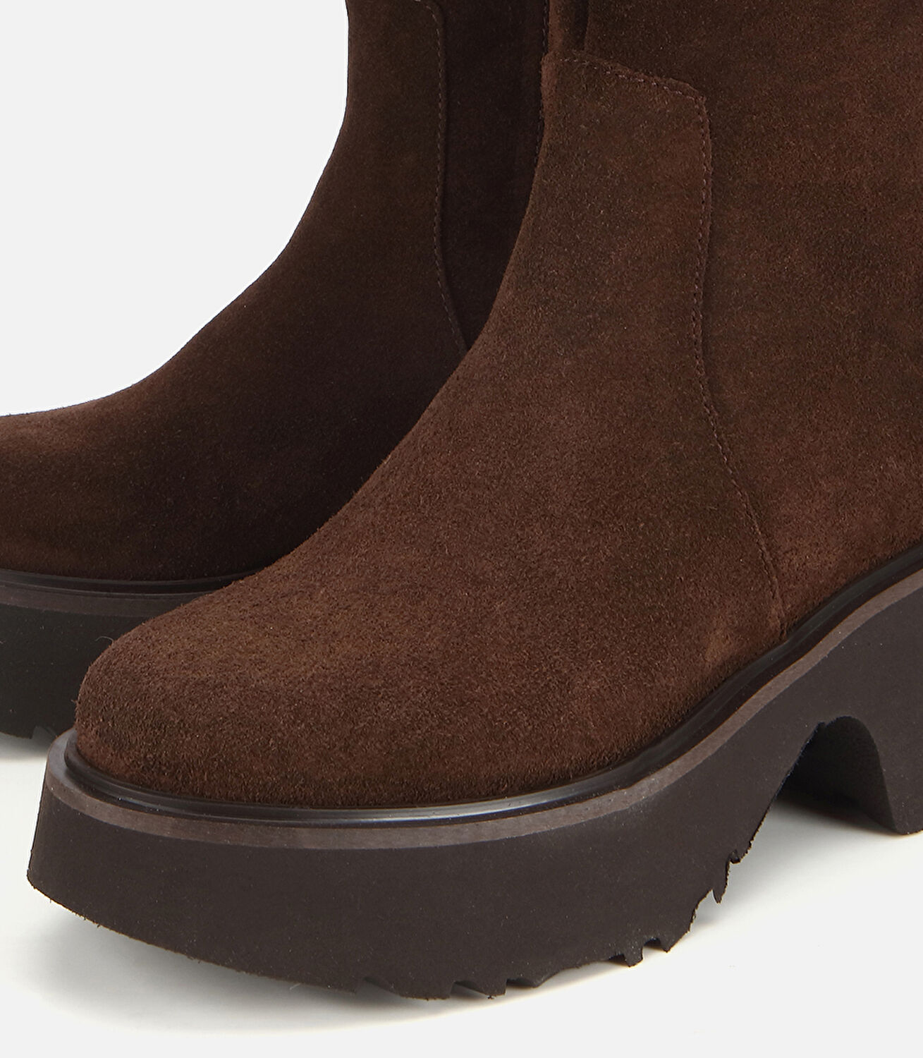 Kadın Süet Deri Kalın Tabanlı Düz Bot