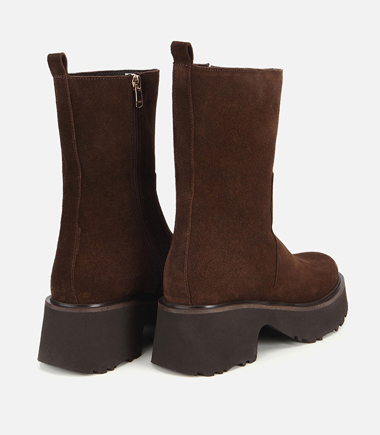 Kadın Süet Deri Kalın Tabanlı Düz Bot