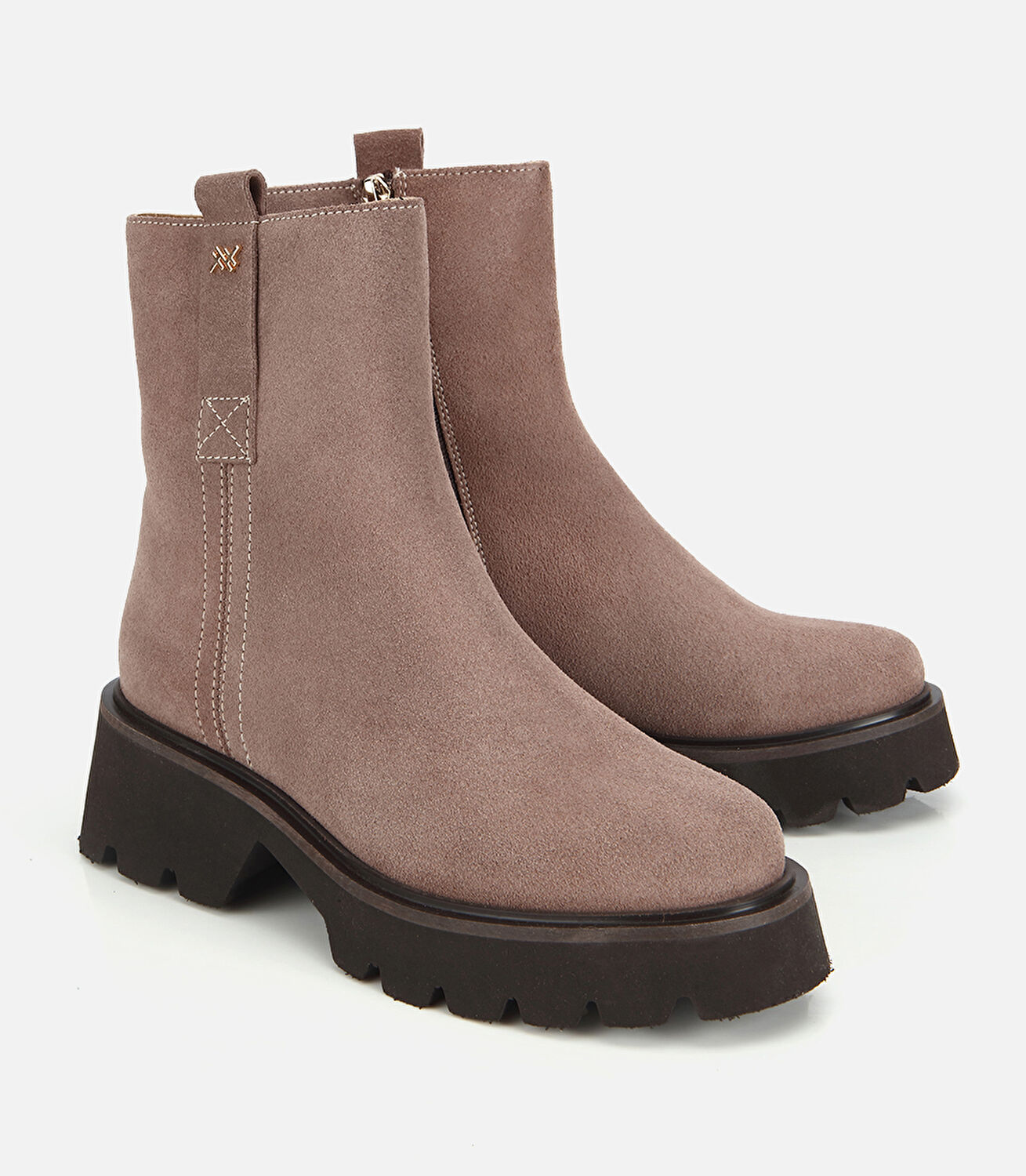 Kadın Süet Deri Vizon Hafif Tabanlı Kalın Tabanlı Topuklu Bot