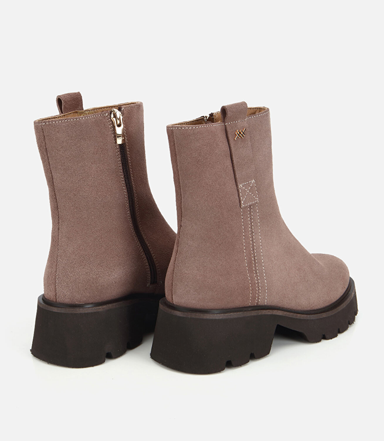 Kadın Süet Deri Vizon Hafif Tabanlı Kalın Tabanlı Topuklu Bot