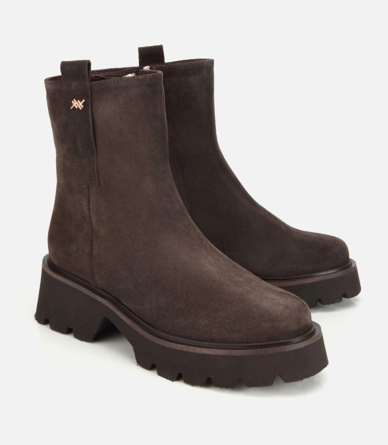 Kadın Süet Deri Kahverengi Hafif Tabanlı Kalın Tabanlı Topuklu Bot