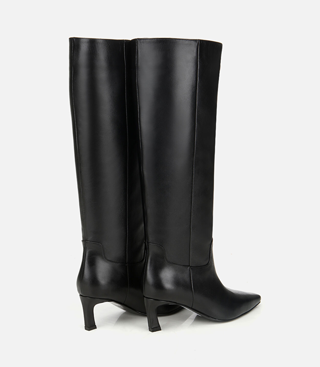 Kadın Deri Siyah Sivri Burunlu Topuklu Çizme