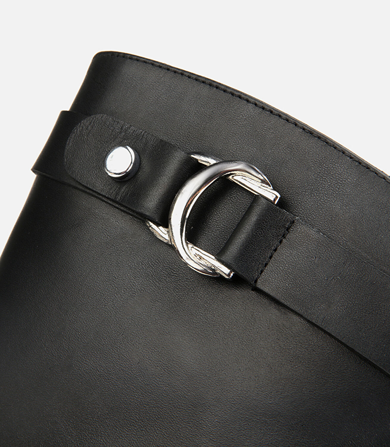 Kadın Deri Siyah Tokalı Binici Düz Çizme