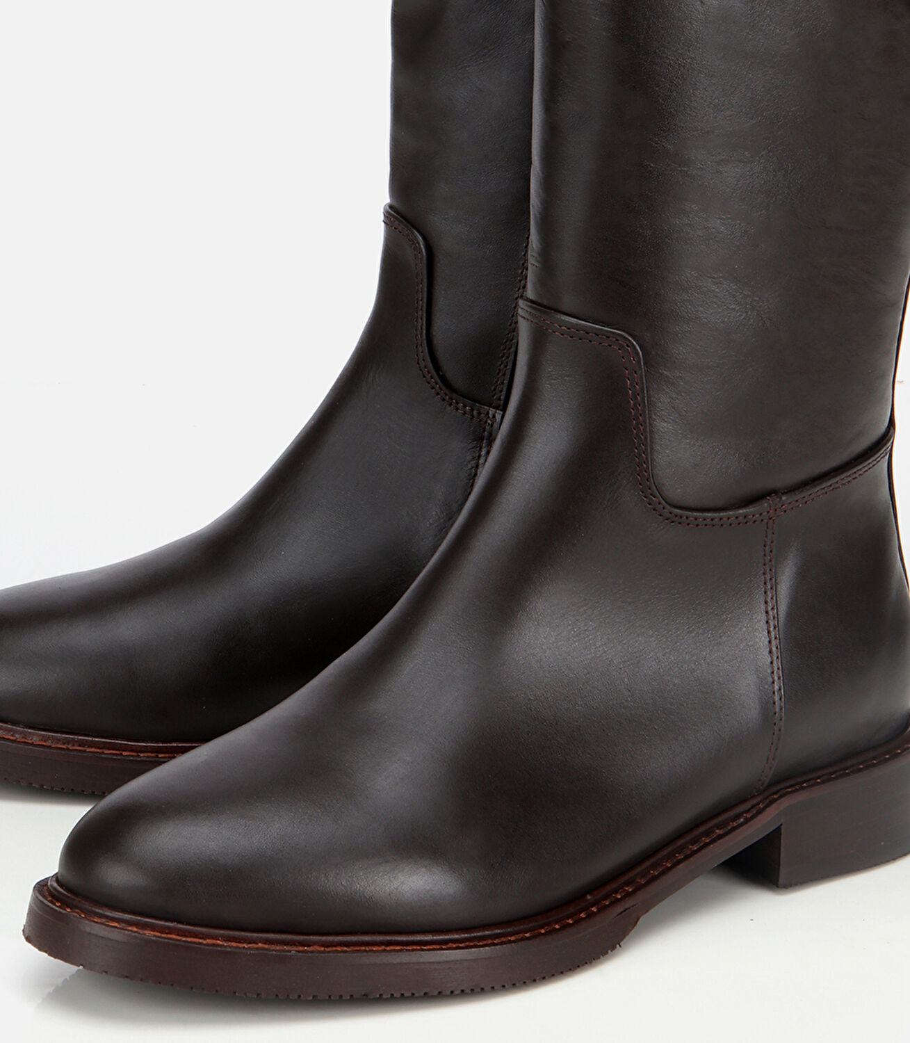 Kadın Deri Kahverengi Tokalı Binici Düz Çizme