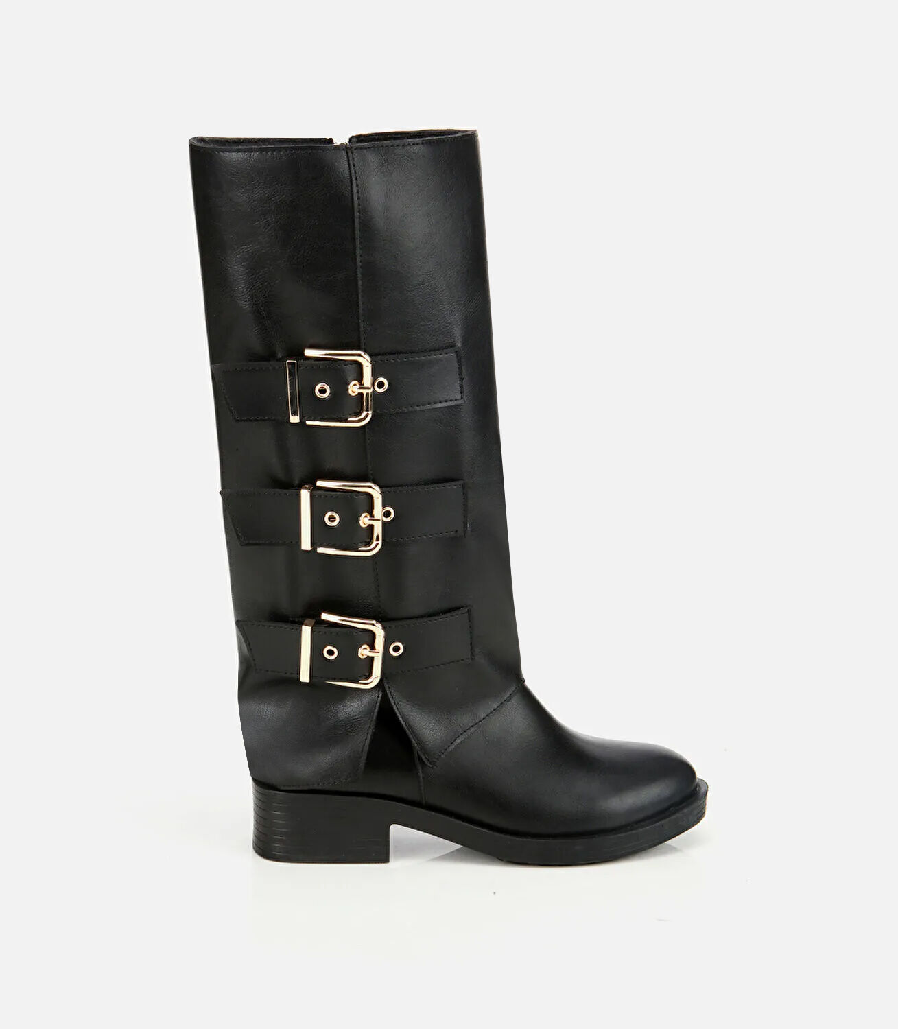 Kadın Siyah Tokalı Düz Çizme