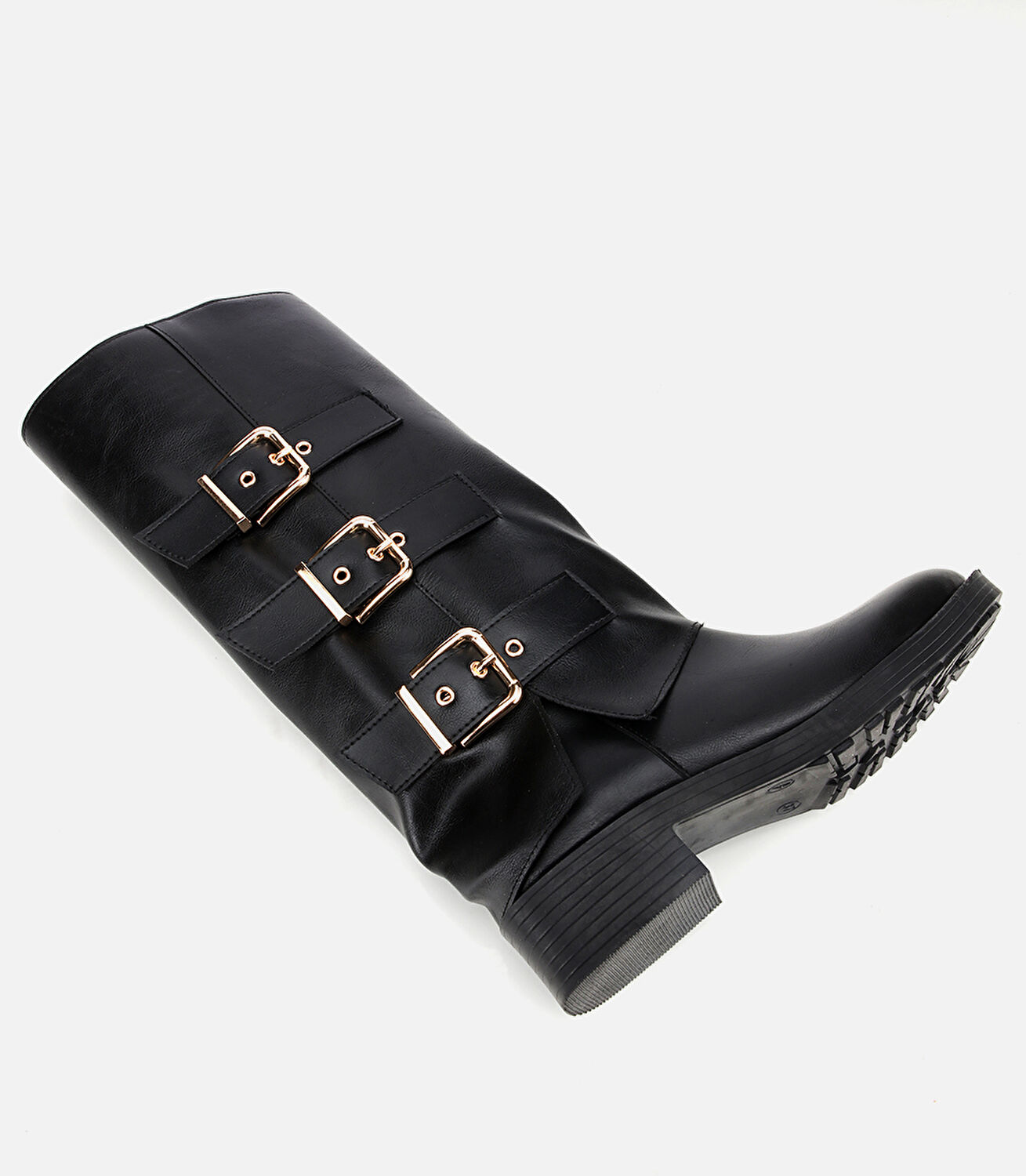 Kadın Siyah Tokalı Düz Çizme