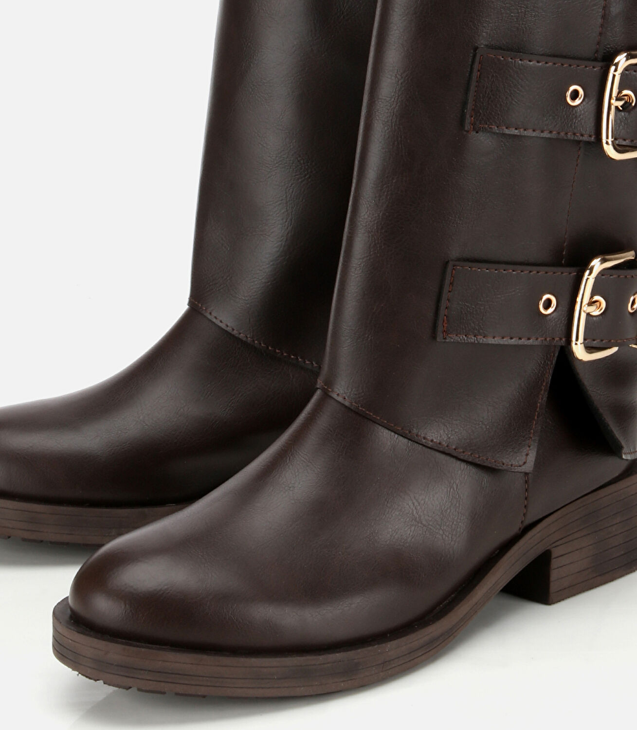 Kadın Kahverengi Tokalı Düz Çizme